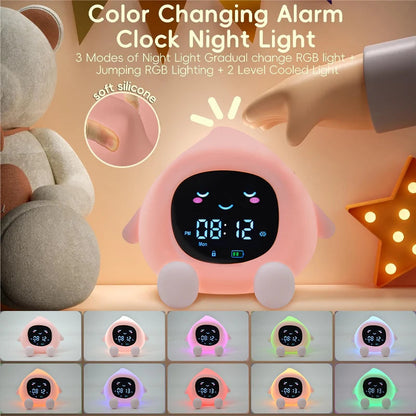 Reveil LED silicone peche sans BPA enfant MaDouceVeilleuse