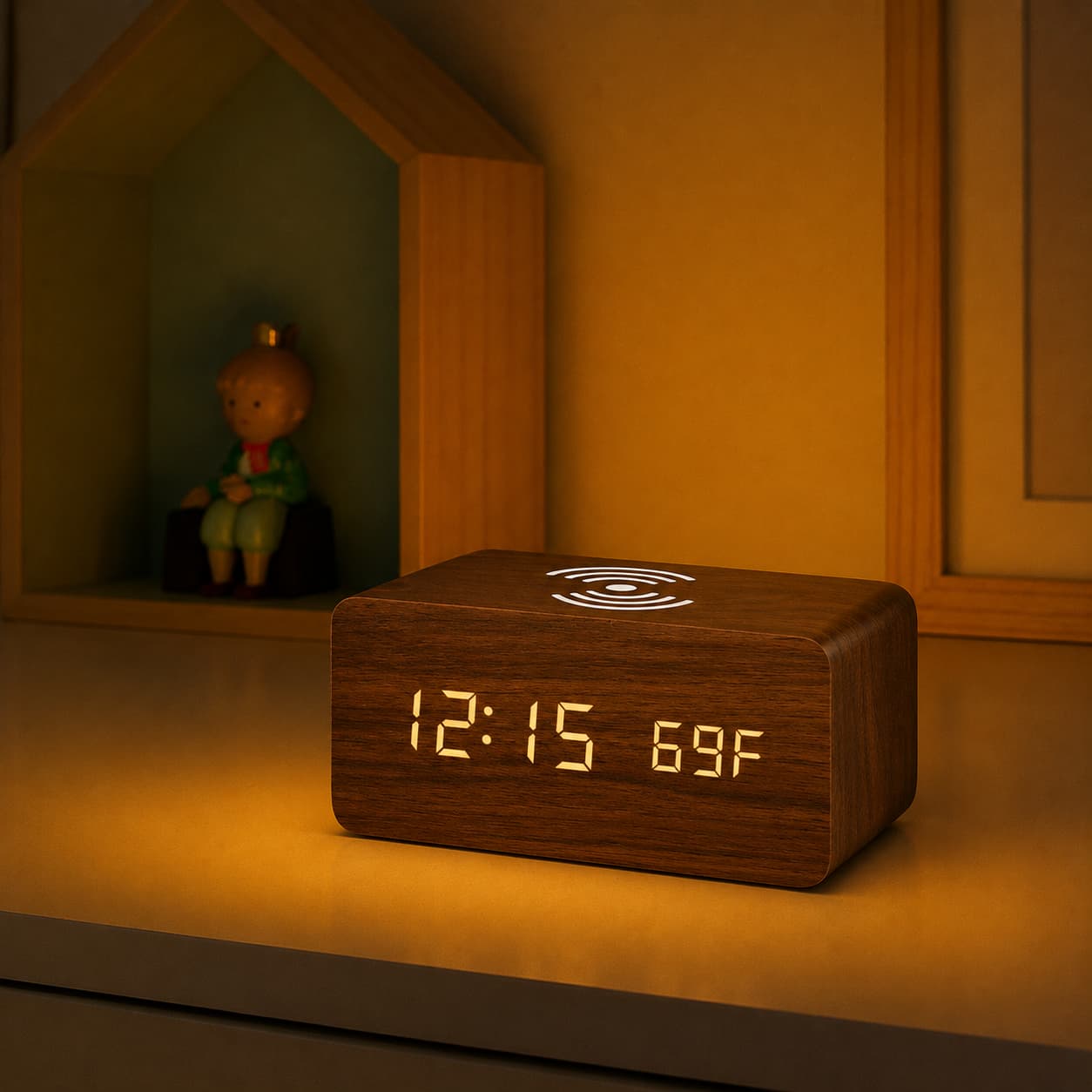 Réveil Chargeur LED en bois - ChargeWoodRise