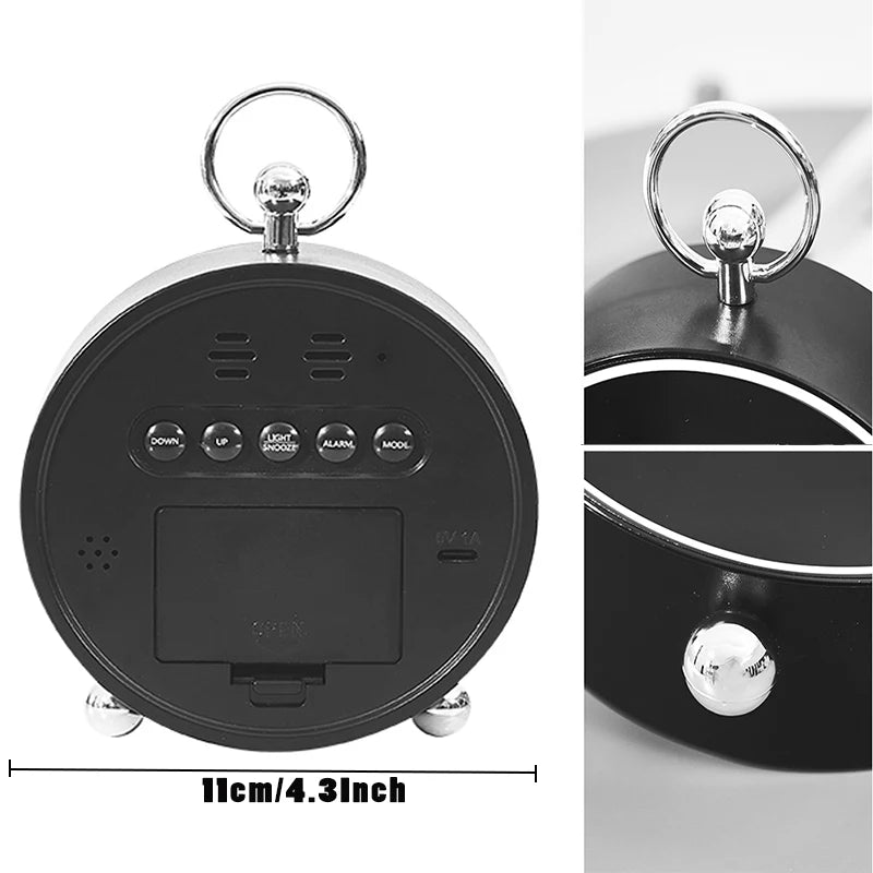 Reveil LED avec pieds chromes – detail elegant