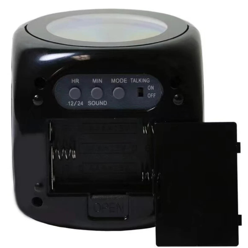 Réveil projecteur, miroir avec affichage température, écran LED rotatif 180°, USB, projection