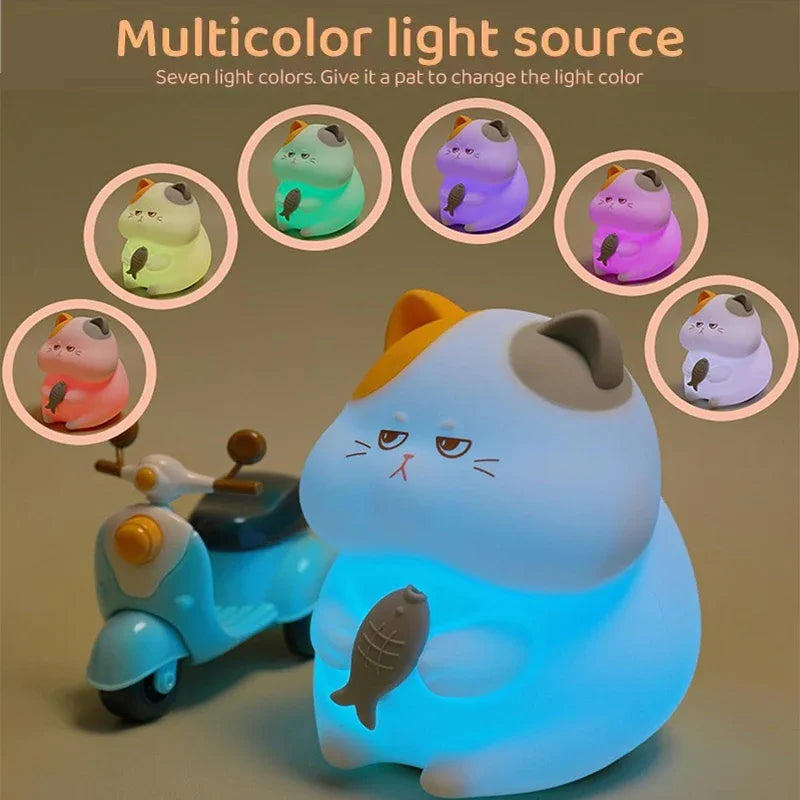 Veilleuse chat multicolore tactile nuit bebe MaDouceVeilleuse