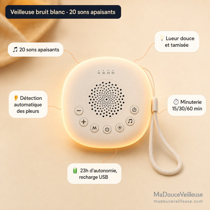 Veilleuse sonore bebe minuterie USB rechargeable MaDouceVeilleuse