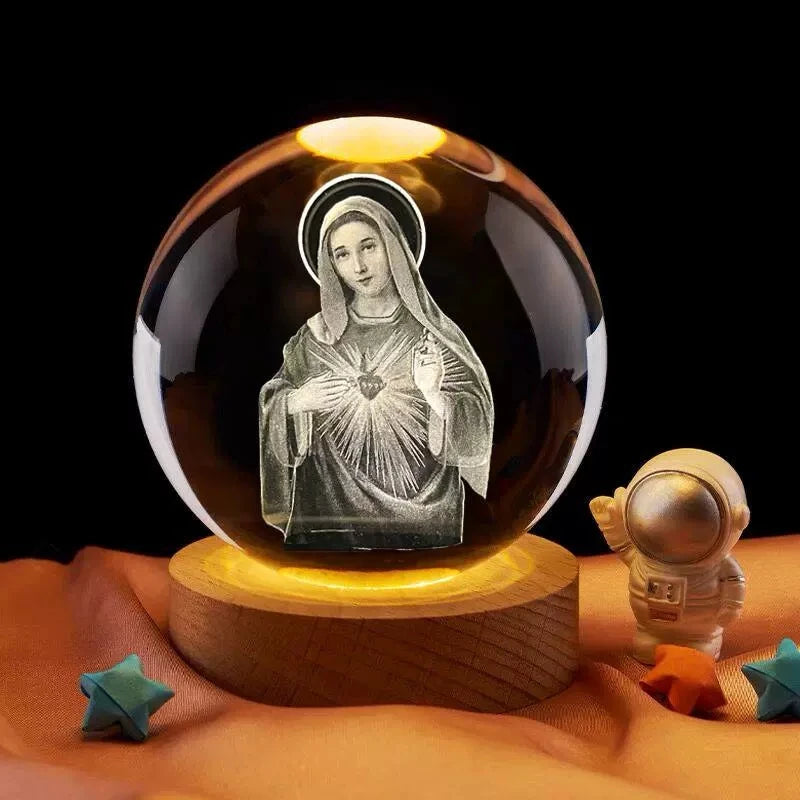 Veilleuse religieuse boule verre icone mariale MaDouceVeilleuse