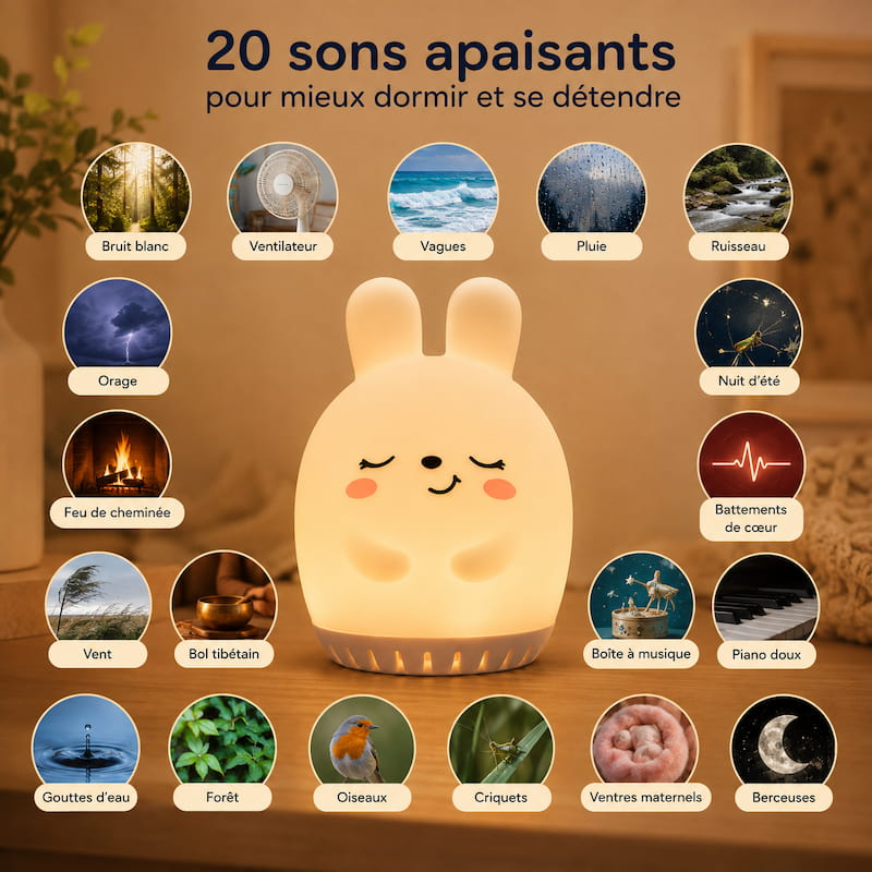 Veilleuse bebe certifiee CE silicone lapin MaDouceVeilleuse