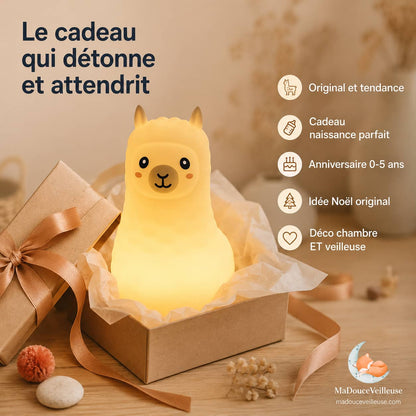 Veilleuse Lama en silicone souple sans BPA
