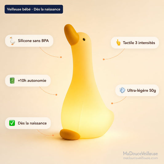 Veilleuse Oie pour Bébé en Silicone Souple sans BPA