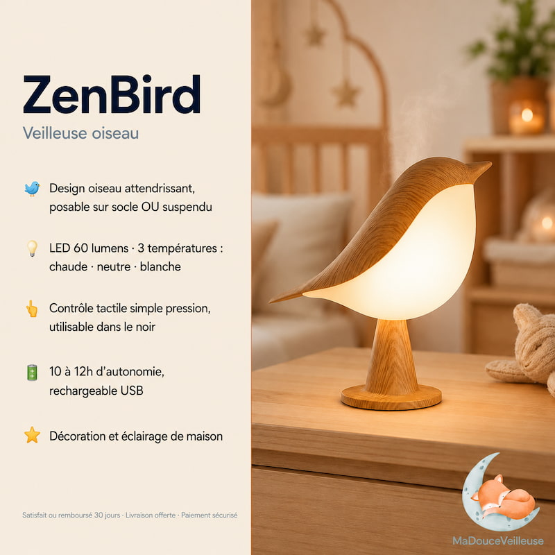 Veilleuse oiseau tactile - ZenBird