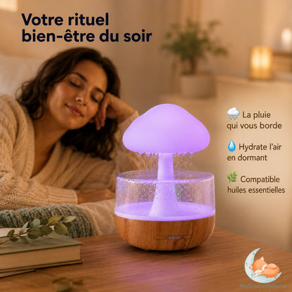 Veilleuse bruit de pluie et diffuseur d'huiles essentielles