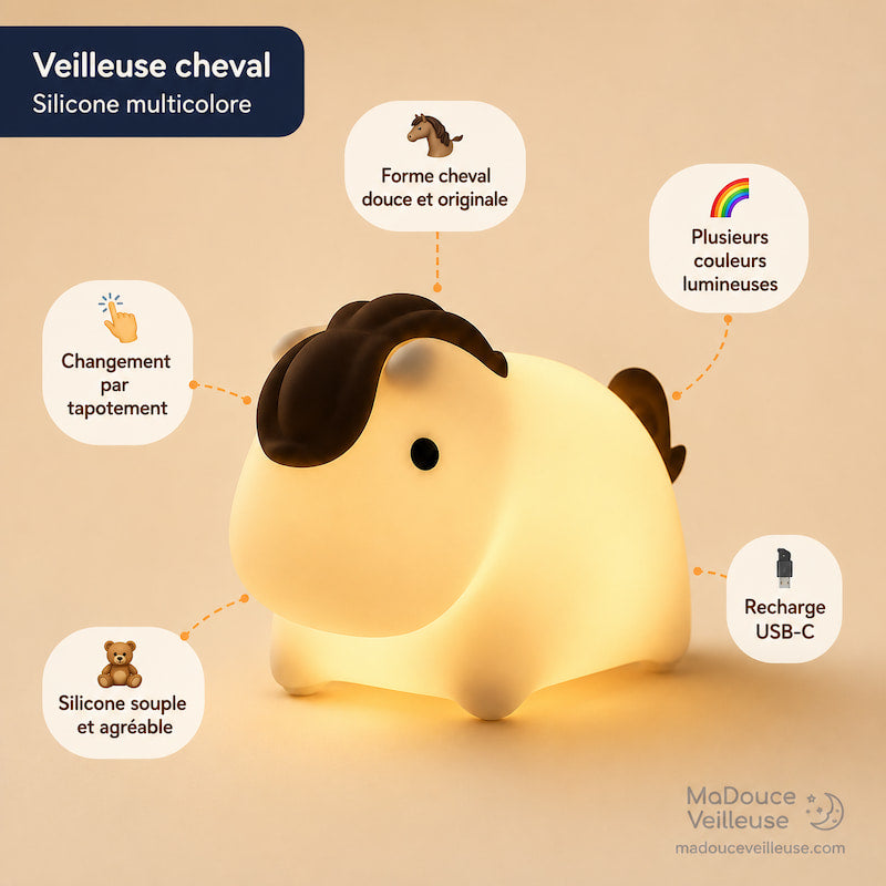 Veilleuse Cheval silicone rechargeable