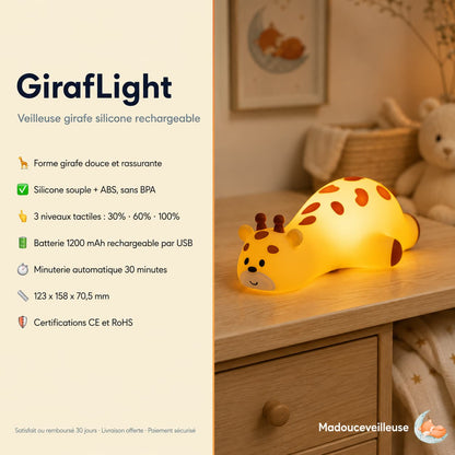 Veilleuse girafe en silicone - GirafLight