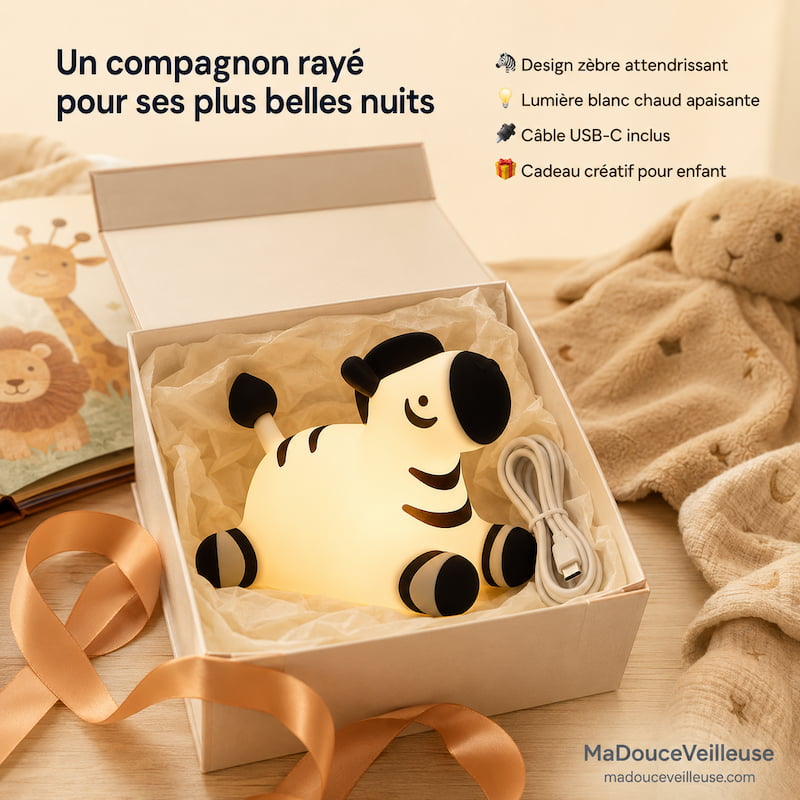 Veilleuse zèbre en silicone pour bébé