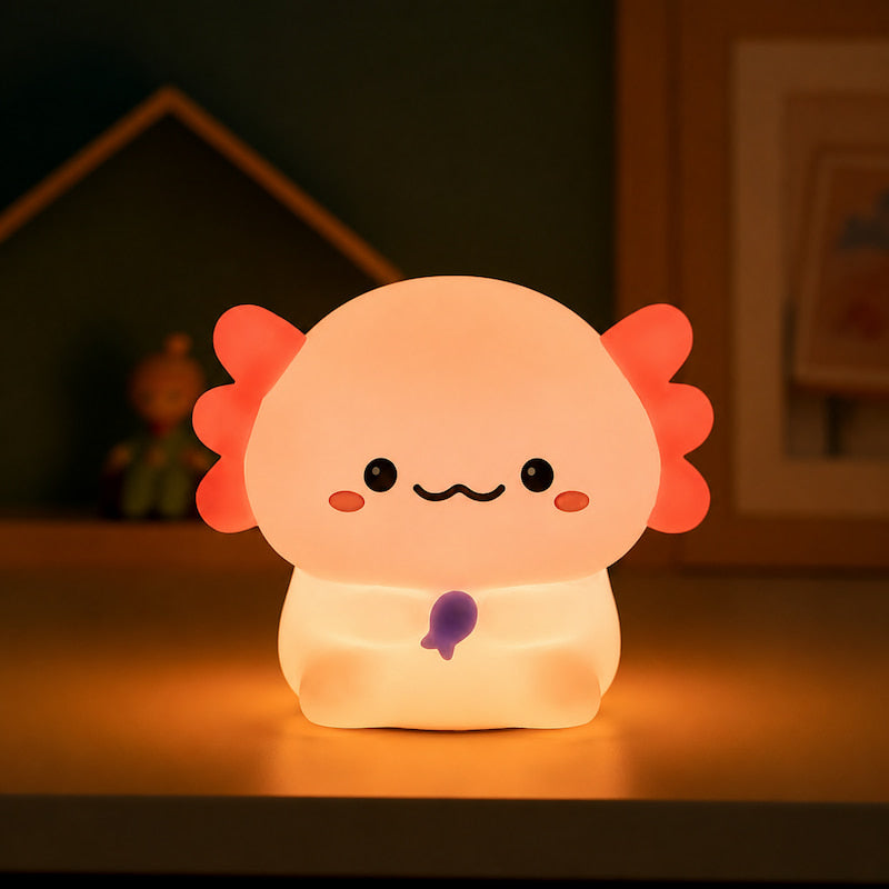Veilleuse axolotl rose lumineuse