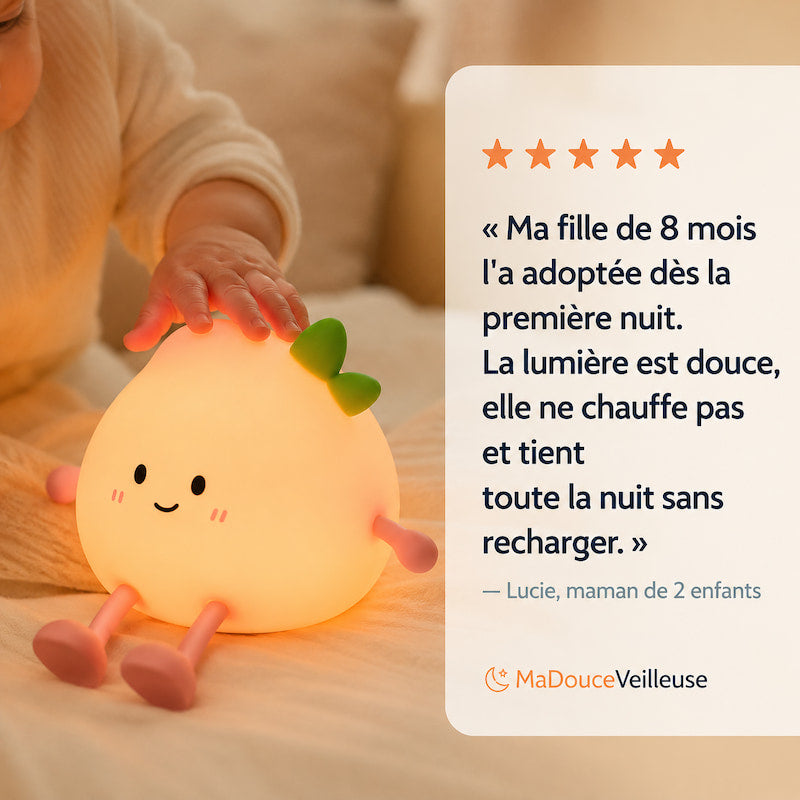 Avis cliente veilleuse peche silicone souple ans BPA