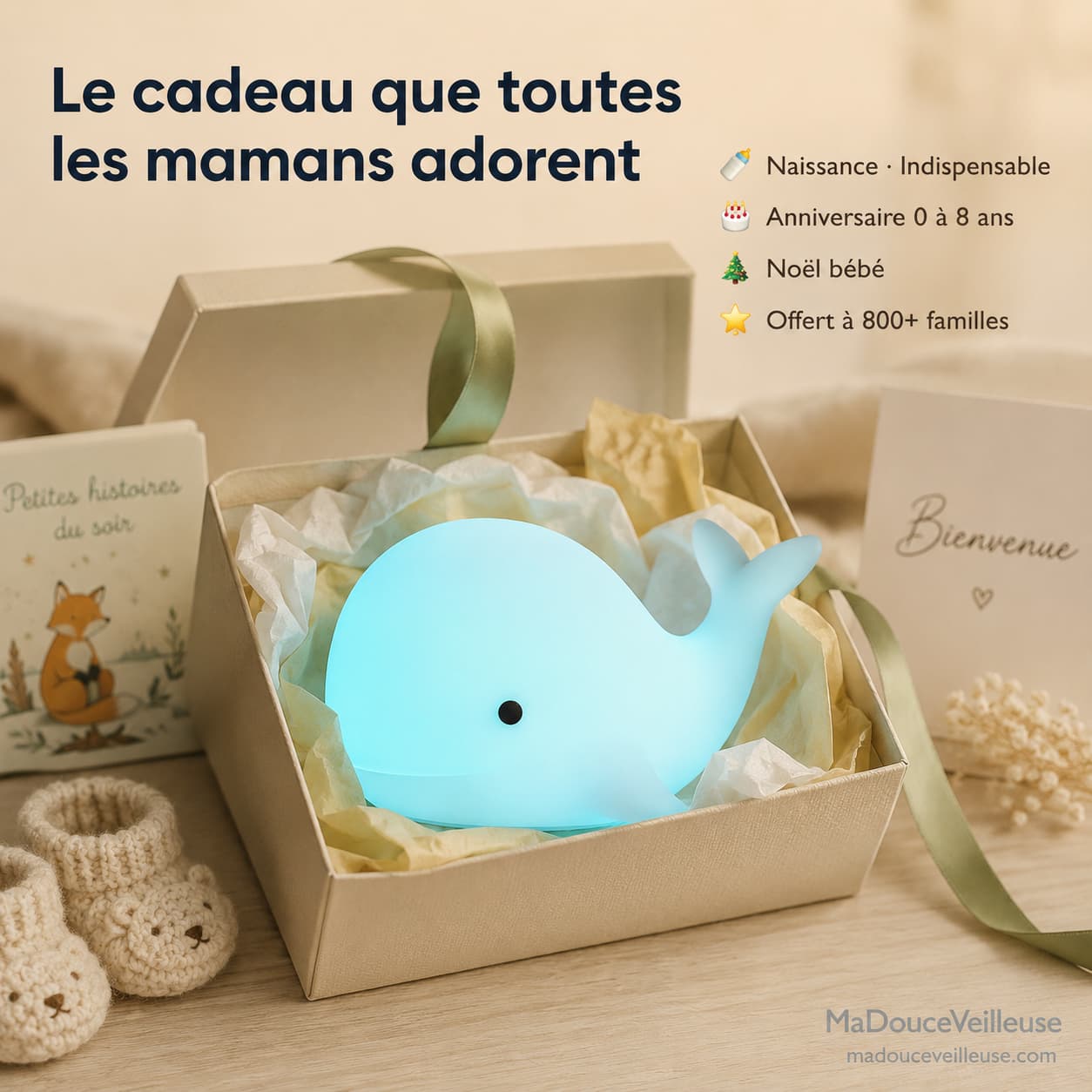 Veilleuse Baleine en silicone souple 