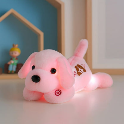 chien en plush lumineux sur table de nuit