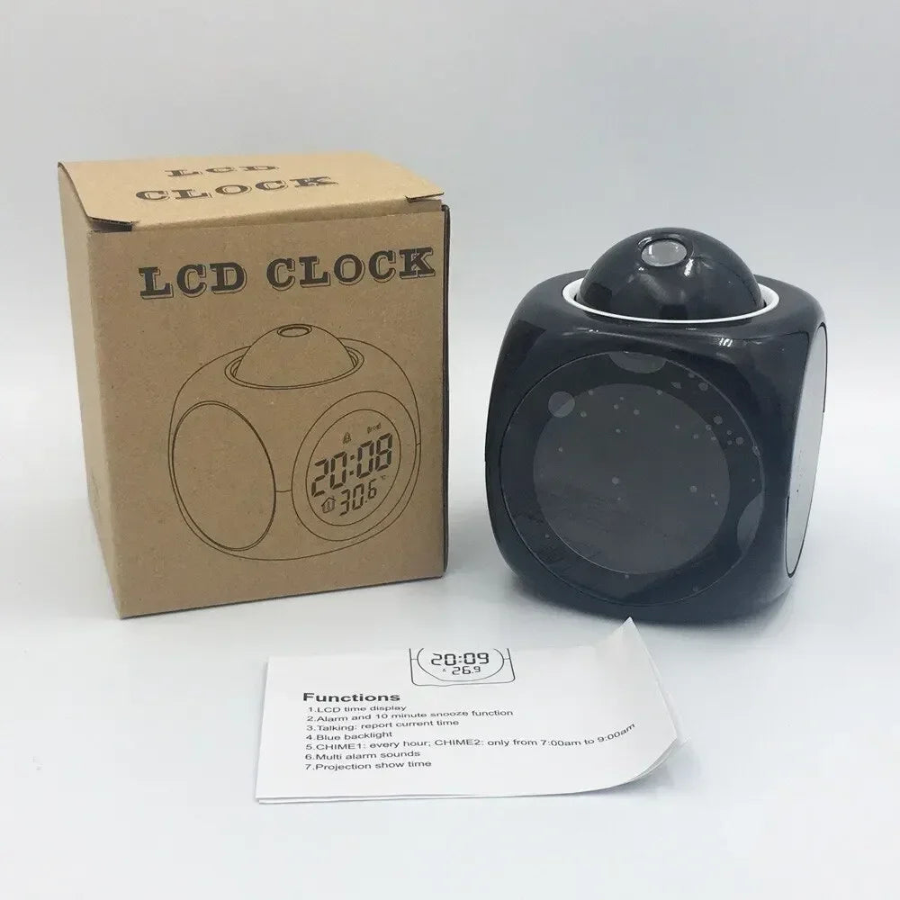 YUNYODA Reveil Projecteur Plafond, Horloge Digitale Projecteur 180°,Réveil Projection avec Température, Snooze, Mode Nuit, Affichage 12H/24H,Luminosité Réglable, Horloge Numérique pour Chambre, Bureau