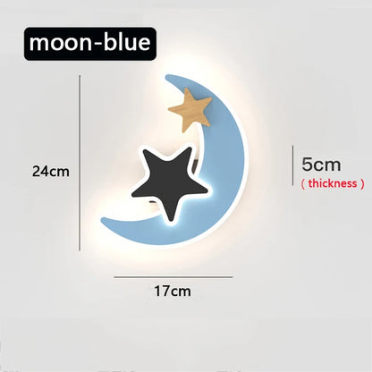 lampe murale enfant lune bois design bleu

