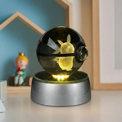 veilleuse pikachu 3d boule cristal
