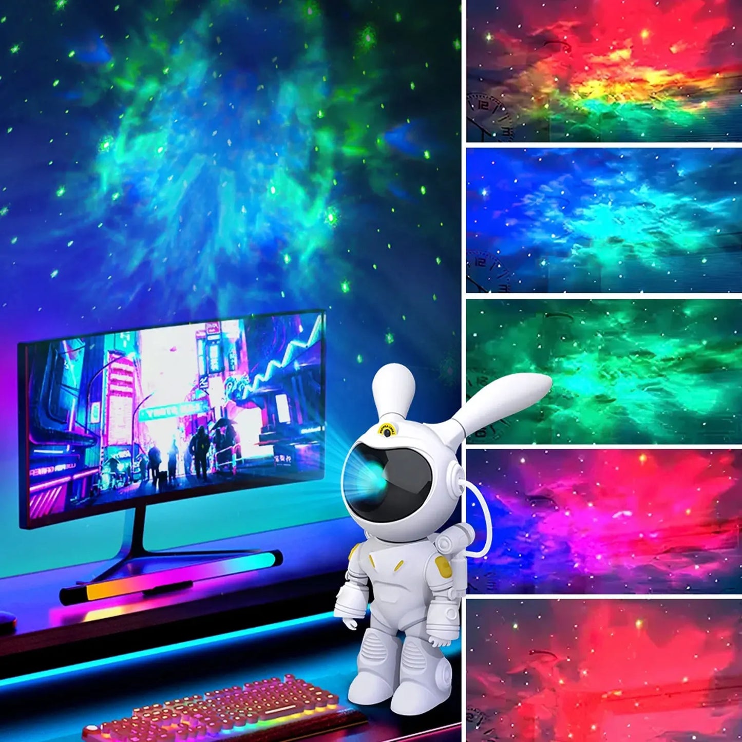 projecteur étoile astronaute lapin