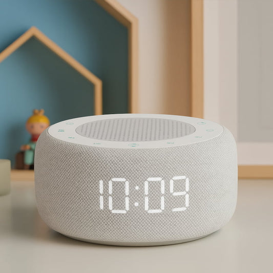 radio réveil digital lumineux sur table de chevet