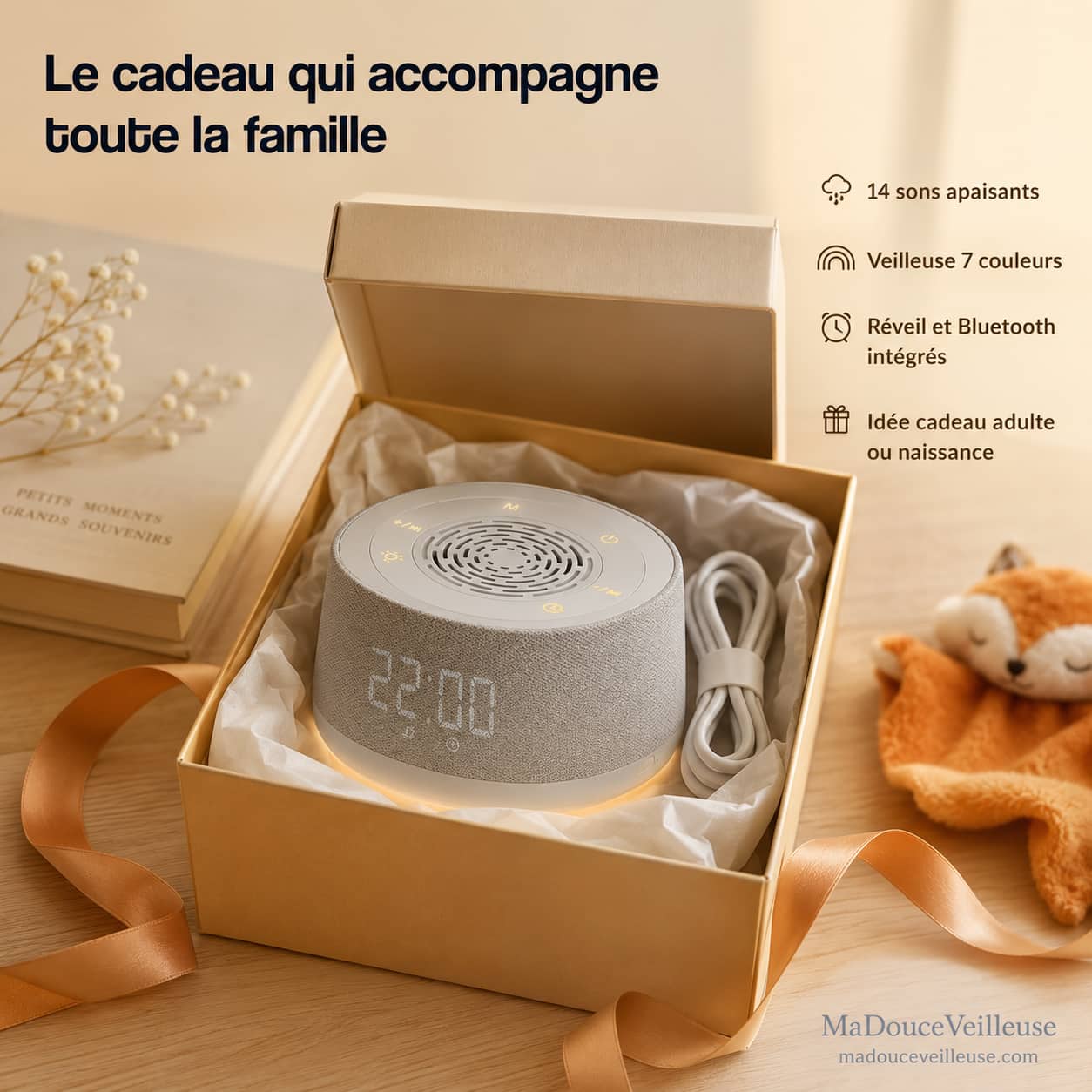 Réveil Bluetooth bruits blancs - WhiteRise