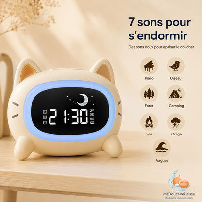 reveil chat enfant 7 sons de la nature pour endormissement calme et autonome