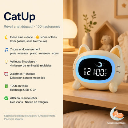 reveil chat enfant 7 sons de la nature pour endormissement calme et autonome