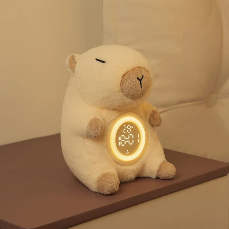 réveil enfant capybara affichant heure et température