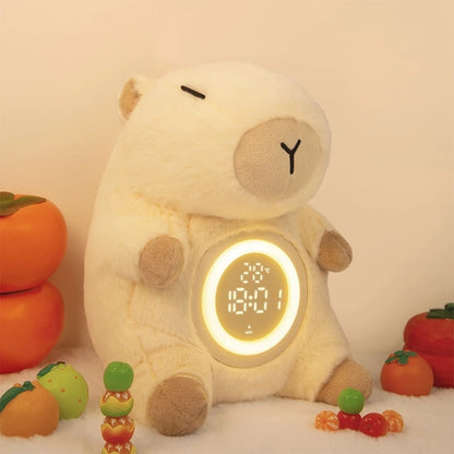 réveil peluche capybara sur tapis enfant chambre
