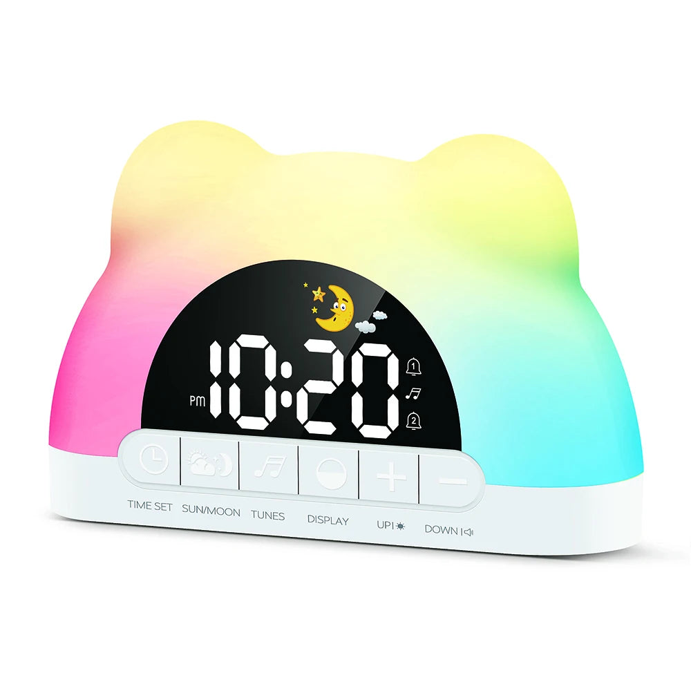 réveil veilleuse colorée double alarme LED