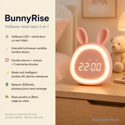 Veilleuse lapin réveil pour enfant longue autonomie