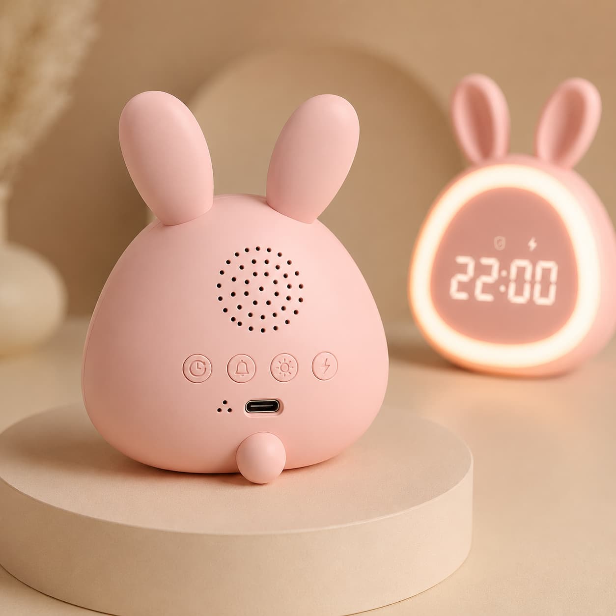 Veilleuse lapin réveil pour enfant chargement usb c