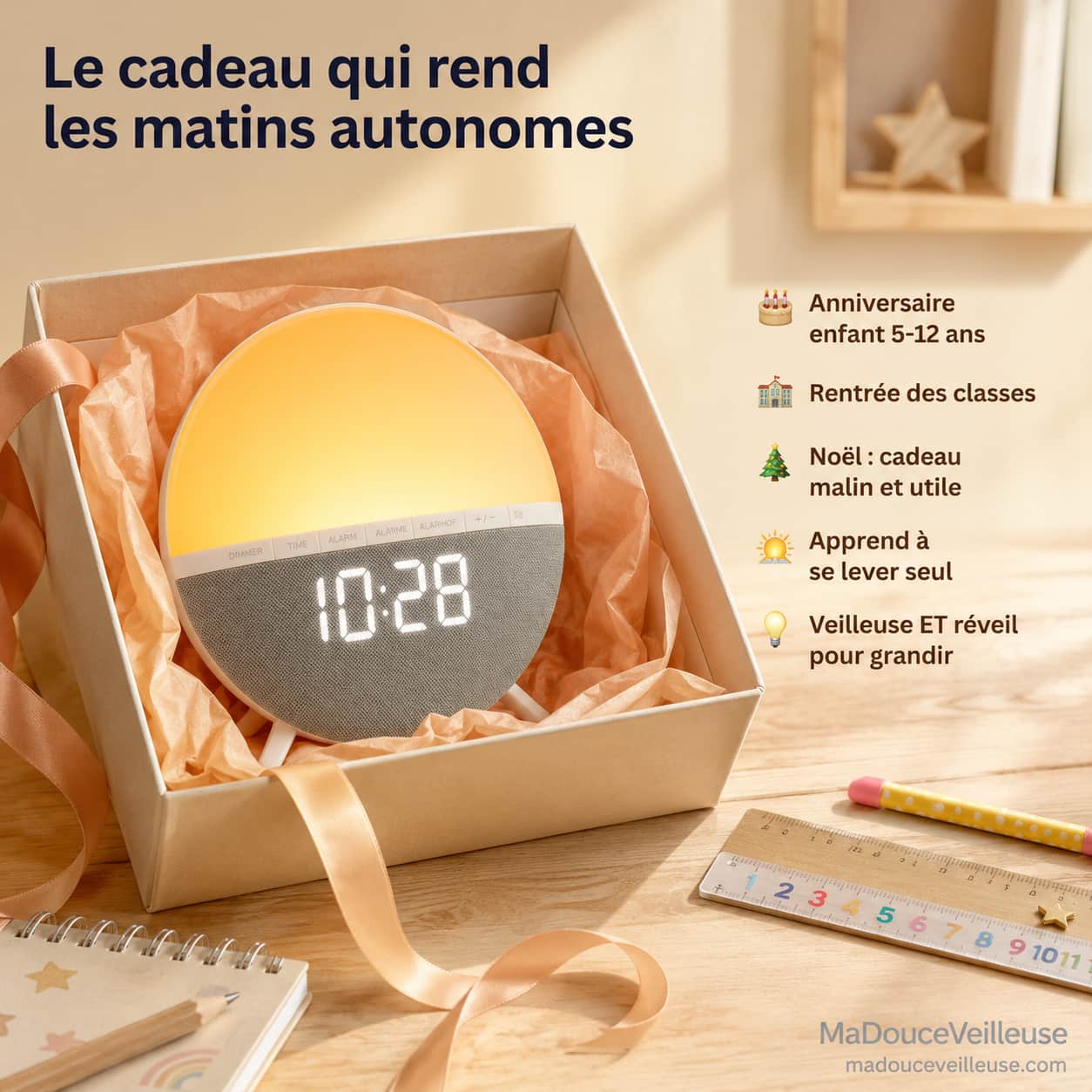Réveil simulateur d'aube enfant - LumiAube