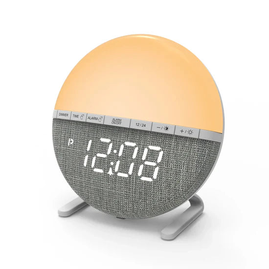 Locmair Lampe De Chevet Réveil Lumineux Simulateur D'Aube - 7 Couleurs, Radio FM, Double Alarme, Veilleuse Enfant