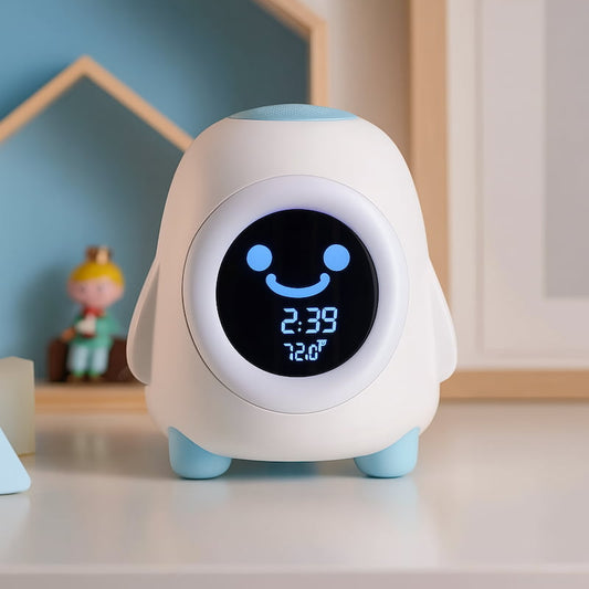réveil LED pingouin enfant avec veilleuse RGB


