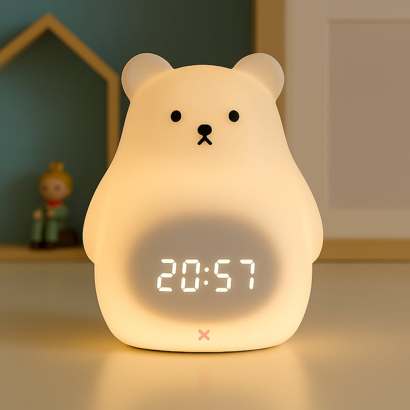 réveil ourson veilleuse tactile LED enfant
