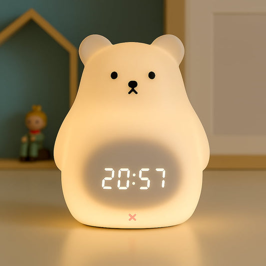 réveil ourson veilleuse tactile LED enfant
