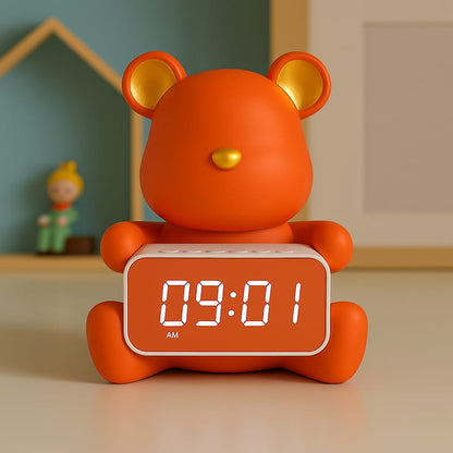 horloge ours déco silencieuse LED design cartoon