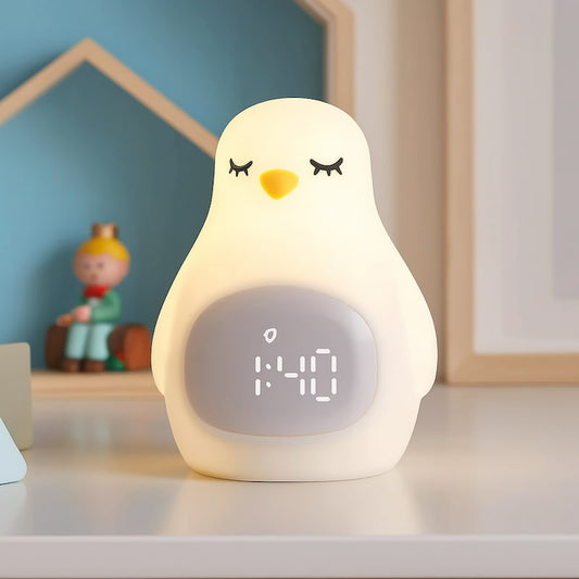 réveil pingouin enfant LED avec veilleuse intégrée