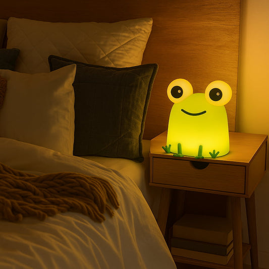 Veilleuse grenouille pour enfant, lumière jaune chaleureuse