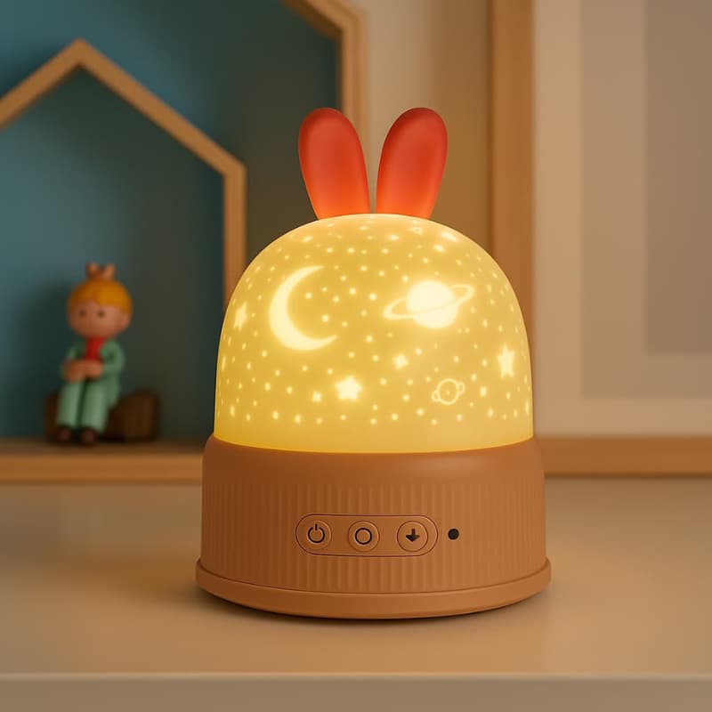 Veilleuse projection tournante LumiSpin lapin bébé musicale