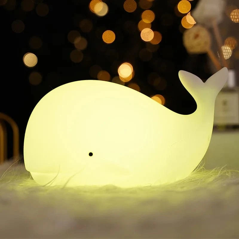 Veilleuse Bébé Portable En Silicone - Forme Baleine, 7 Couleurs, Lumière Chaude, Rechargeable USB, Contrôle Tactile