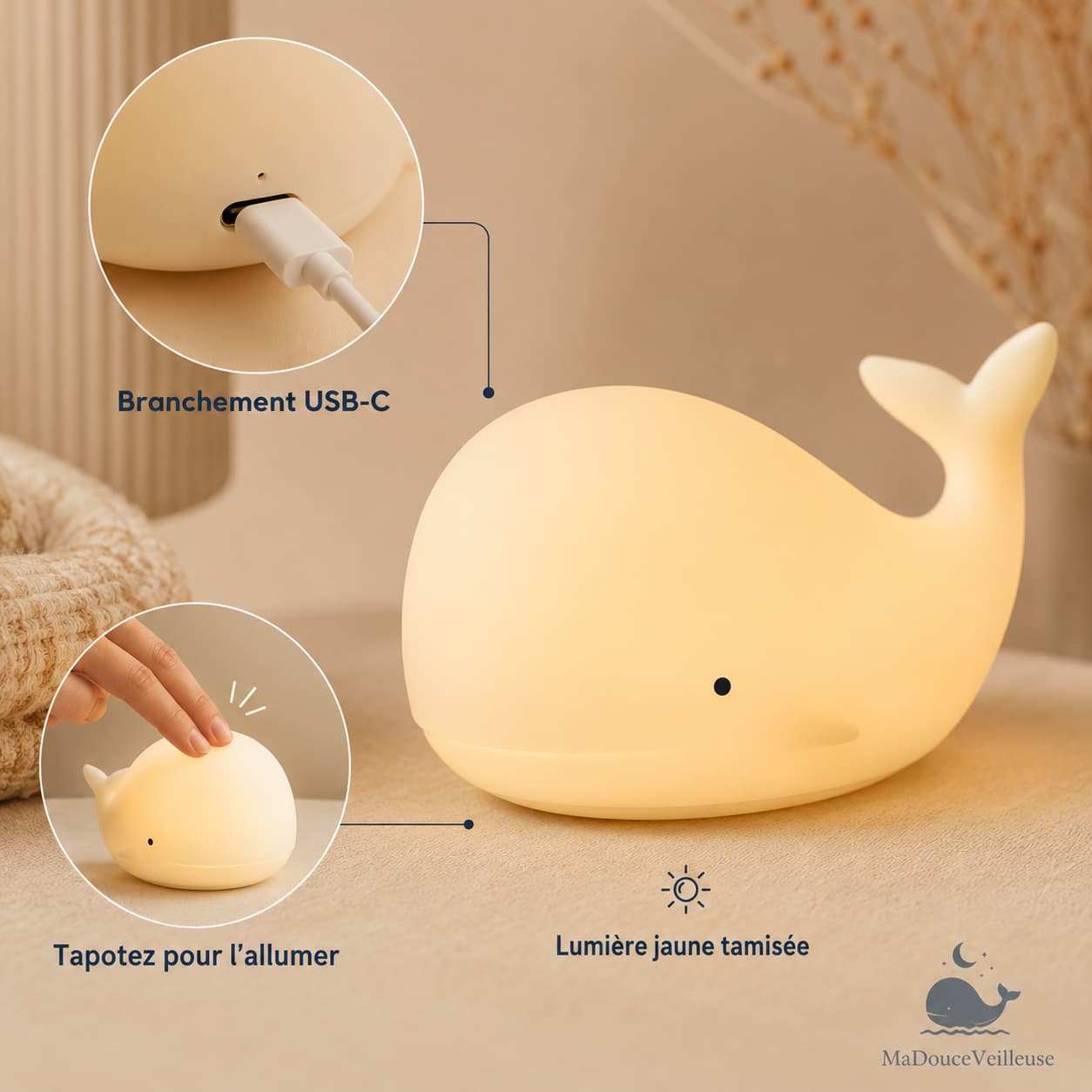 Veilleuse baleine bebe | BaliLuz