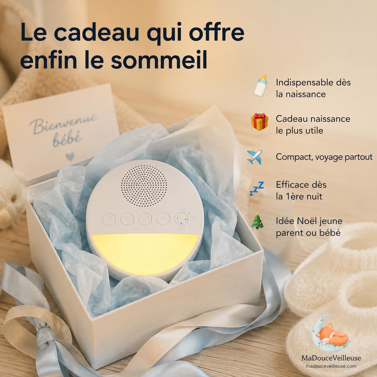 Veilleuse bébé bruit blanc cadeau naissance