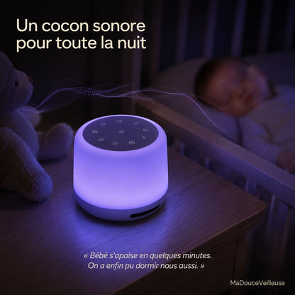 appareil a bruit blanc lampe veilleuse - 24 sons naturels - 5 niveaux intensite lumineuse