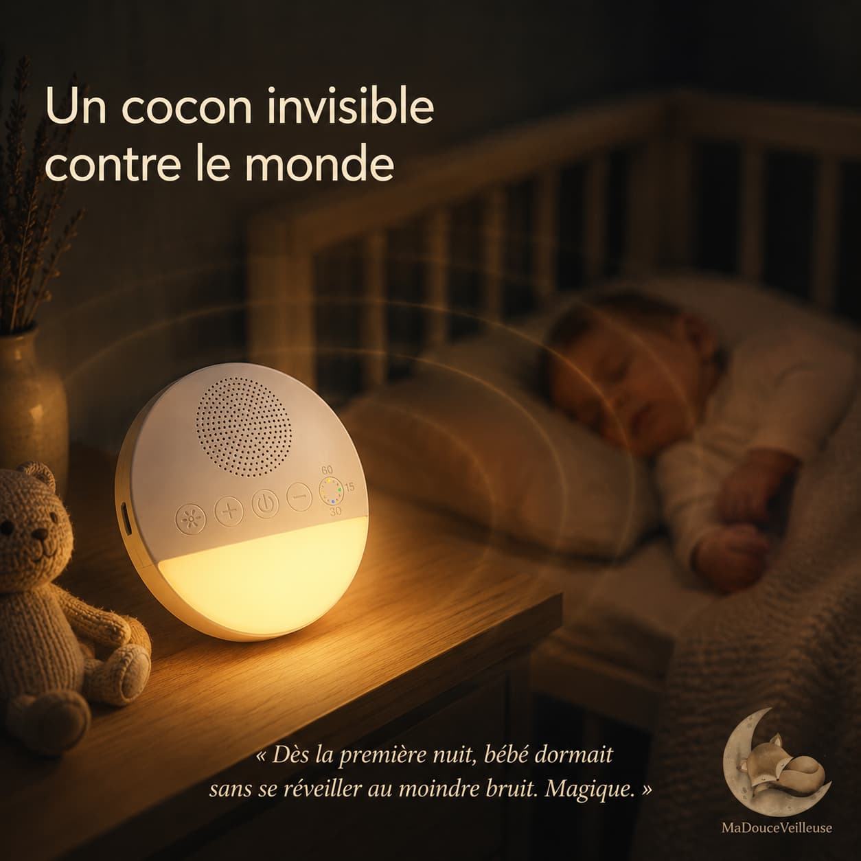 Veilleuse bébé bruit blanc cadeau naissance