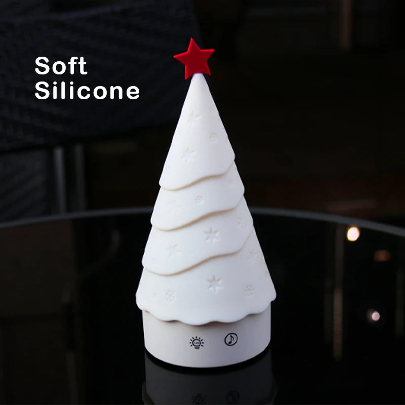 veilleuse festive musicale sapin blanc