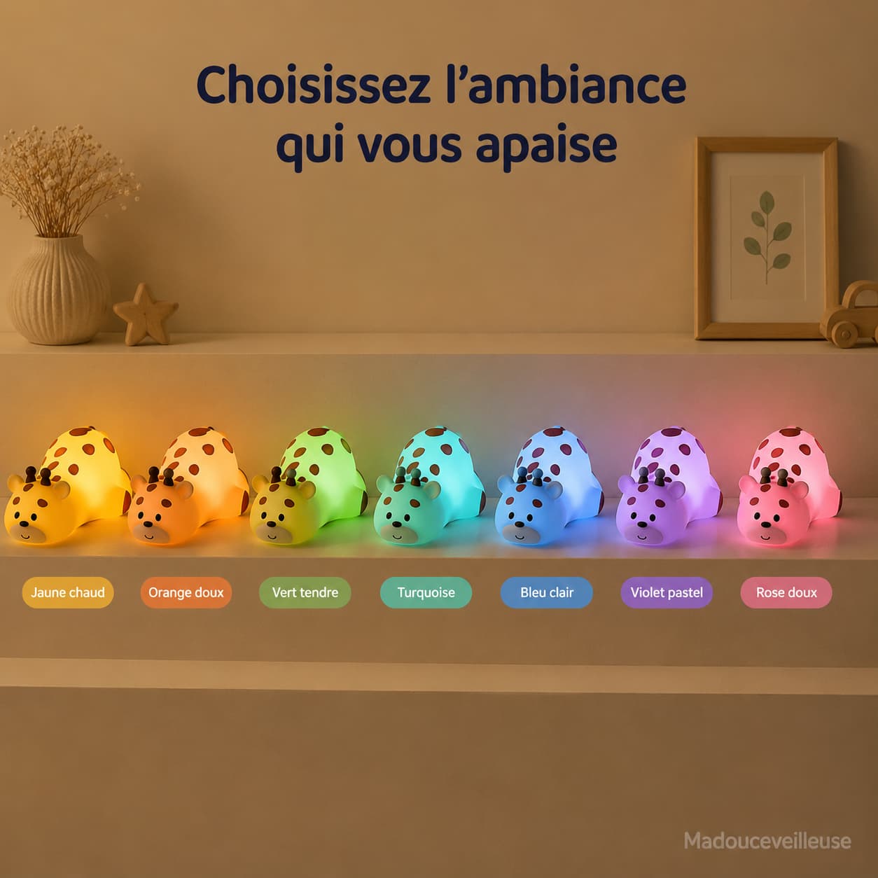 Veilleuse girafe en silicone - GirafLight