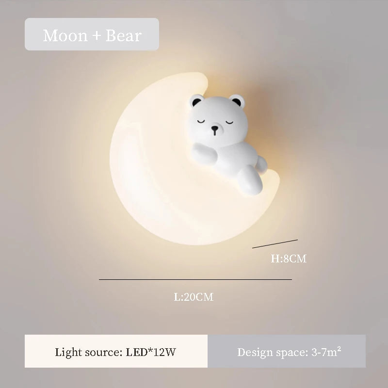 veilleuse murale ours sur lune chambre bébé

