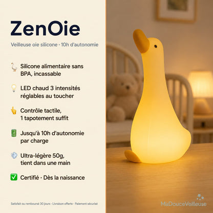Veilleuse Oie pour Bébé en Silicone Souple sans BPA